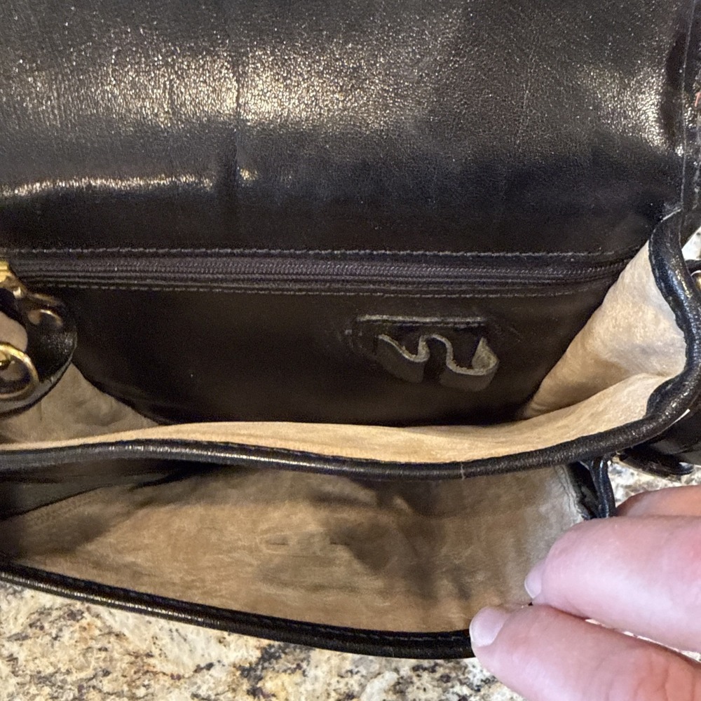 Vintage~ Brahmin Saddle Leather Black Small Crossbody Flap Messenger Bag - Picture 9 of 9